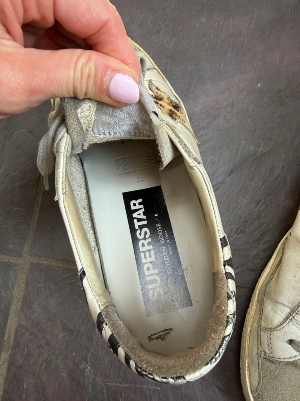 Golden Goose White and Leopard Accent Super-Star Sneaker - Picture 2 of 10